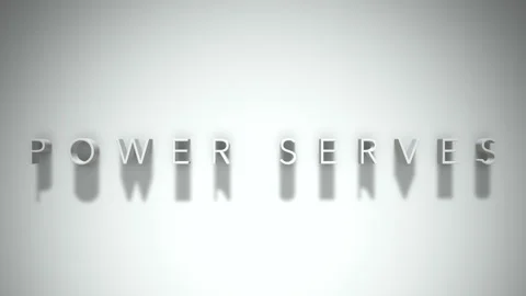 Power serves 3D title animation with shadows on a white background Video stock 298004838