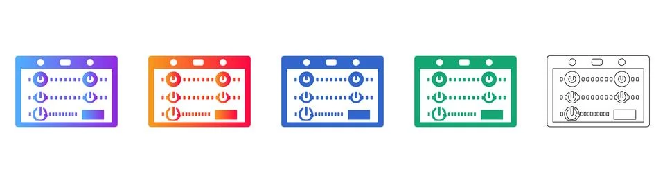 Power Settings Control Panel Icons in Gradient and Line Illustrazione stock