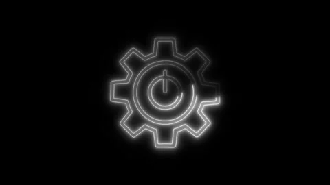 Power Settings Outline Icon in HD Video Neon Animation  Technology and Ener 스톡 동영상 304374985