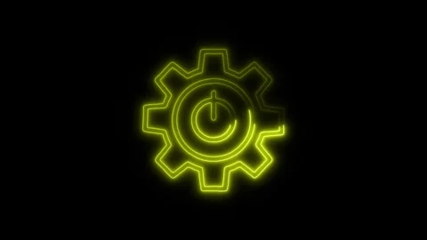 Power Settings Outline Icon in HD Video Neon Animation  Technology and Ener Vídeos de archivo 304374987