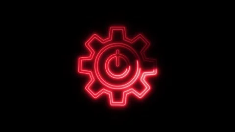 Power Settings Outline Icon in HD Video Neon Animation  Technology and Ener Stock-Footage 304374989