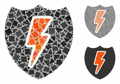 Power shield Mosaic Icon of Rough Elements Stock Illustration