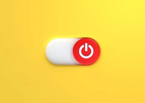 Power Off, Shutdown Button or Close Button Icon on a yellow background Illustrazione stock