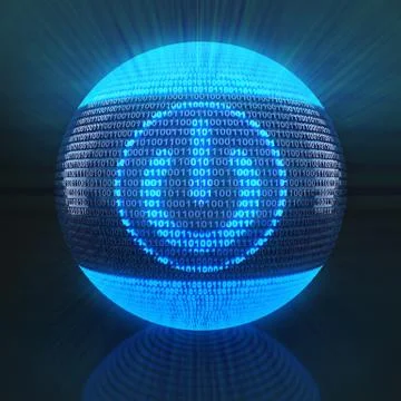 Power sign on globe formed by binary code Stock Illustration