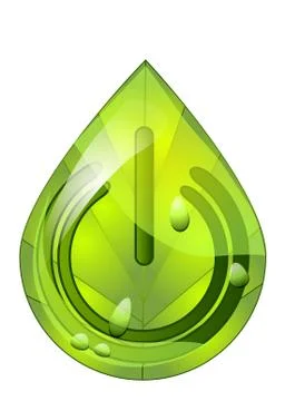 Power sign on a leaf Stock Illustration