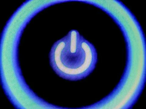 Power off sign with screen pixel effect. Stock Illustration