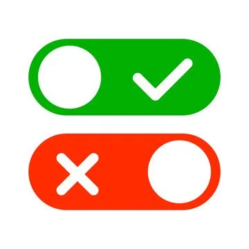 Power on slider switch with check mark and power off slider switch with cro.. Stock Illustration
