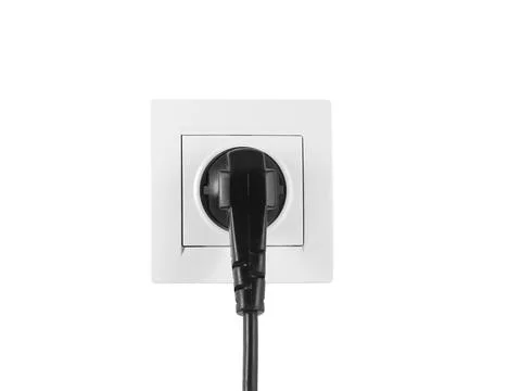 Power socket and plug on white background. Electrician's equipment Stock Photos