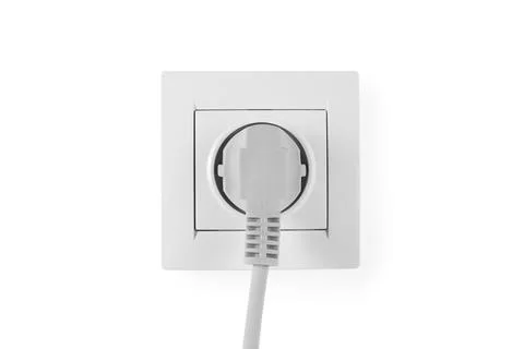 Power socket and plug on white background. Electrician's equipment Stock Photos