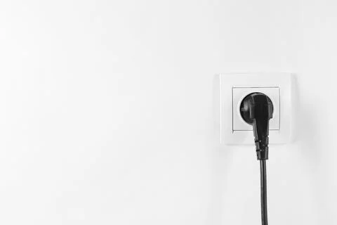 Power socket and plug on white background. Electrician's equipment Stock Photos