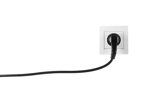 Power socket and plug on white background. Electrician's equipment Stock Photos