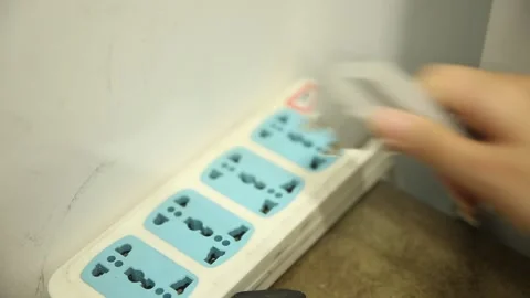 The power socket is connected to the power supply Stock Footage 202206310