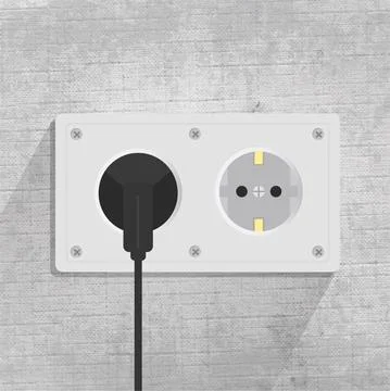 Power socket. Connecting the plug. gray background Stock Illustration