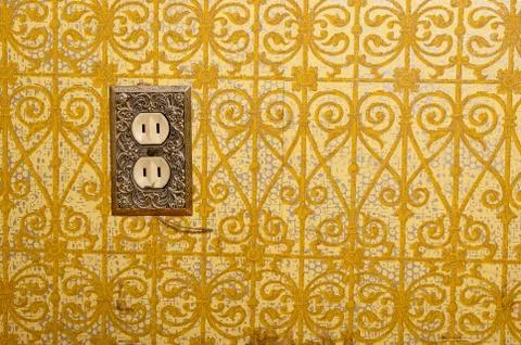 Power socket in decorative wall Stock Photos