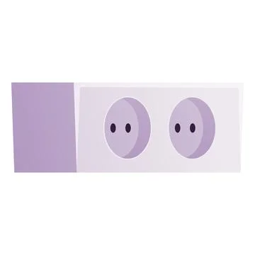 Power socket, electric socket with two round pins, vector double electrical 库存插图