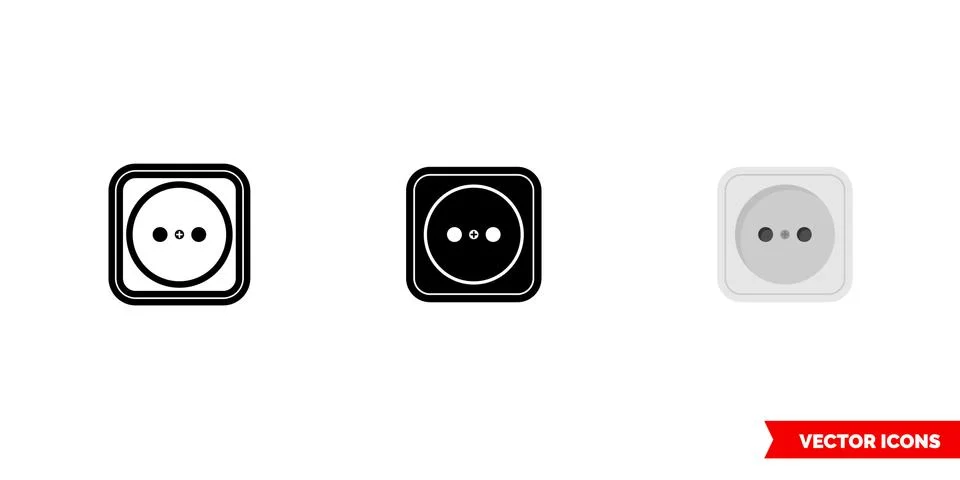 Power socket icon of 3 types color, black and white, outline. Isolated vector イラスト素材