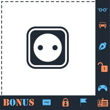 Power socket icon flat Stock Illustration