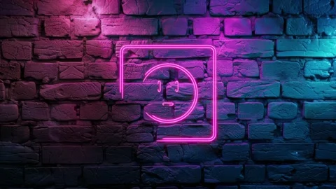 Power socket Icon neon icon on brick wall background. Stock Footage 276209310