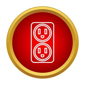 Power socket icon on red round button イラスト素材