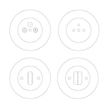Power socket icon set. Country type electric socket illustration. Simple char Stock Illustration