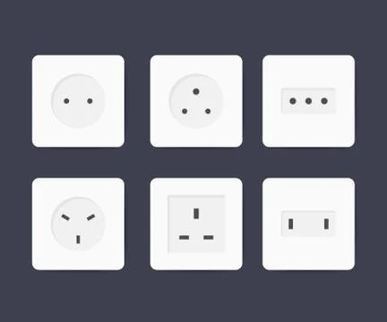 Power socket icon set. World standards for different country plugs. Vector il 스톡 일러스트