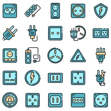 Power socket icons vector flat Stock Illustration