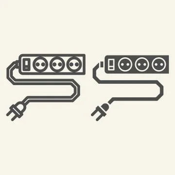 Power socket line and glyph icon. Sockets vector illustration isolated on white 스톡 일러스트
