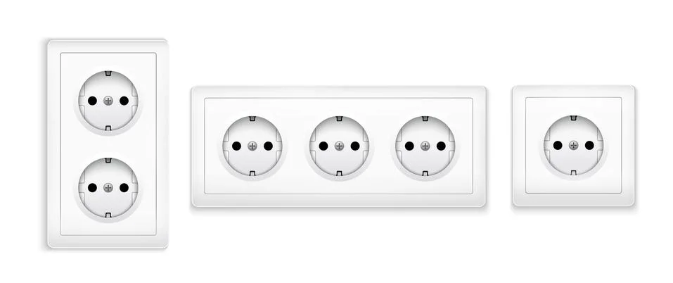 Power socket outlet wall plug icon. Electric round eu power socket illustration イラスト素材