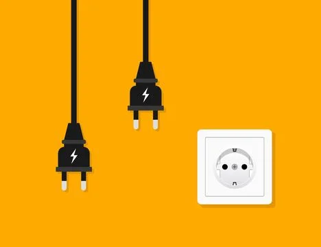 Power socket outlet wall plug icon. Electric round eu power socket illustration イラスト素材