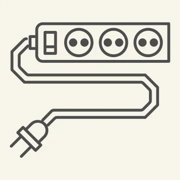 Power socket thin line icon. Sockets vector illustration isolated on white 스톡 일러스트