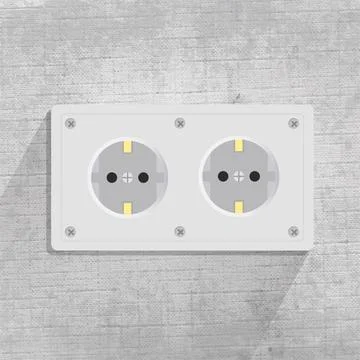 Power socket. two power socket. gray background Stock Illustration