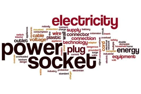 Power socket word cloud Stock Illustration