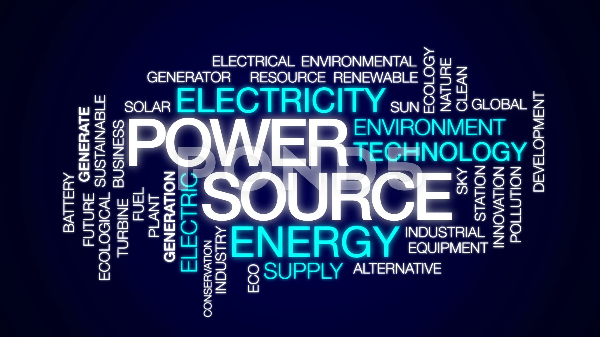 Power source animated word cloud, text d... | Stock Video | Pond5