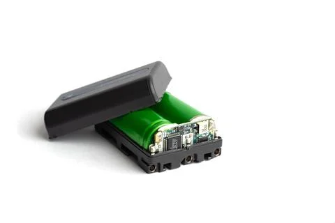 Power source the battery on a white background. Stock Photos