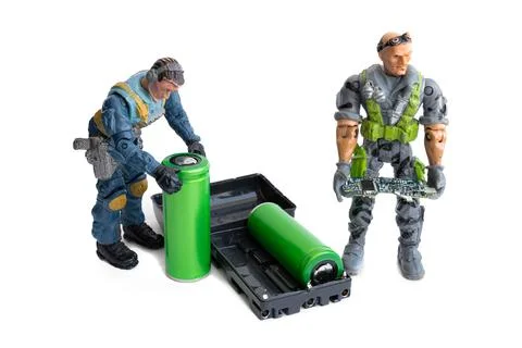 Power source the battery on a white background. Stock Photos