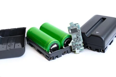 Power source the battery on a white background. Stock Photos