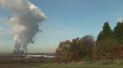 Power station and steamy clouds Видео 12680931