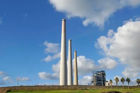 Power station with clouds Stock Photos