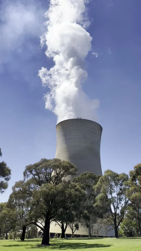 Power Station Cooling Tower Stock Footage 254037636