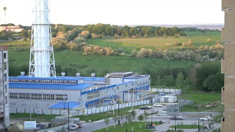 Power station next to the forest Stock Footage 94041350