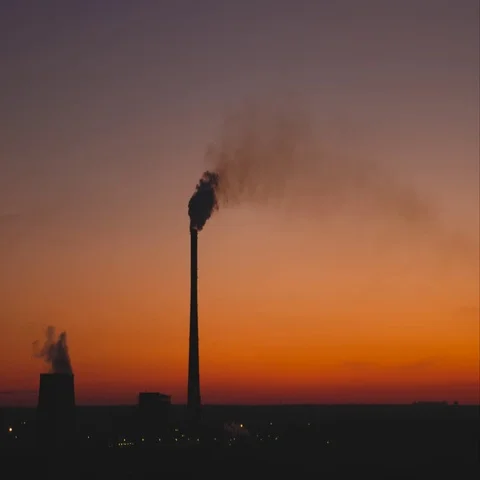 Power station smoke generating right in the sky Stock Footage 69288674