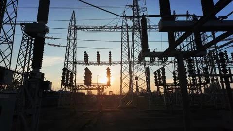 Power station sunset 3 Stock Footage 310730808