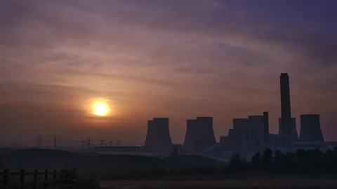 Power Station Sunset Timelapse Ratcliffe-on-Soar, Nottingham Stock Footage 147131295
