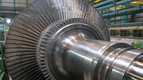Power Steam Turbine Rotates at the Plant 01 Stock Footage