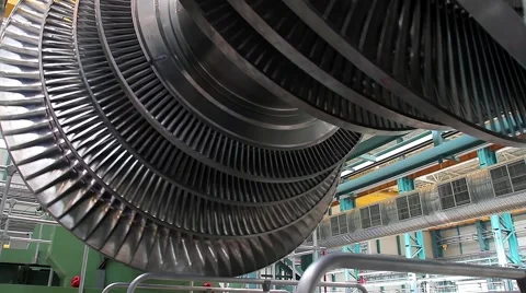 Power Steam Turbine Rotates at the Plant 02 Stock Footage