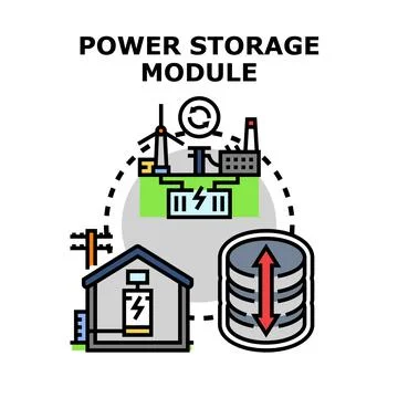 Power storage module concept for energy system Stock Illustration