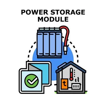 Power storage module providing residential energy management system Stock Illustration