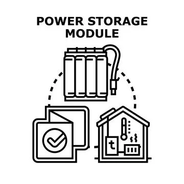 Power storage module providing residential energy management system Stock Illustration