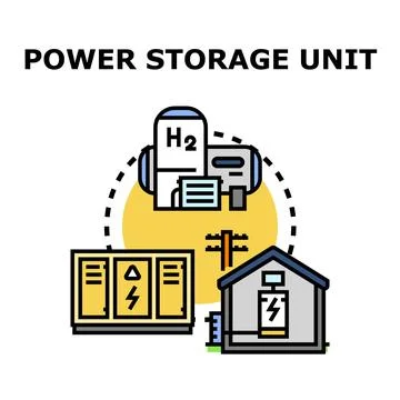 Power storage unit concept with hydrogen and home battery Stock Illustration