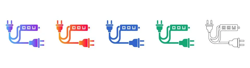 Power Strip and Electrical Plug Icons Stock Illustration